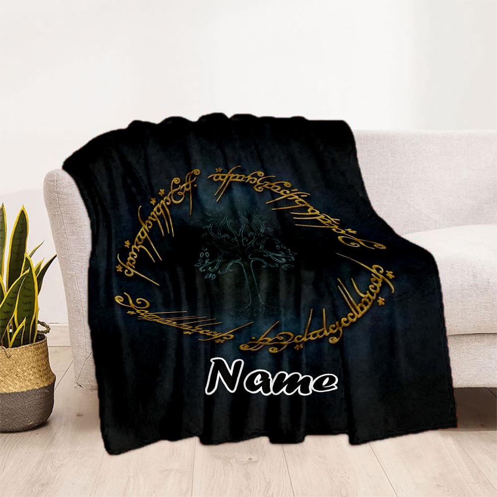 Rings Power Customize Text Blanket Throw Personalized Blanket Comfortable Suitable for Livingroom Nap Bed Bedding for All Occasions