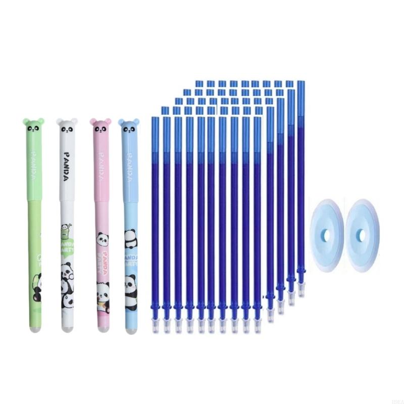 4 Stück Cartoon Gelstift mit Minen und Radiergummi Löschbarer Gelstift 0,5 mm Nadelspitze Büro Schreibstift zum Schreiben