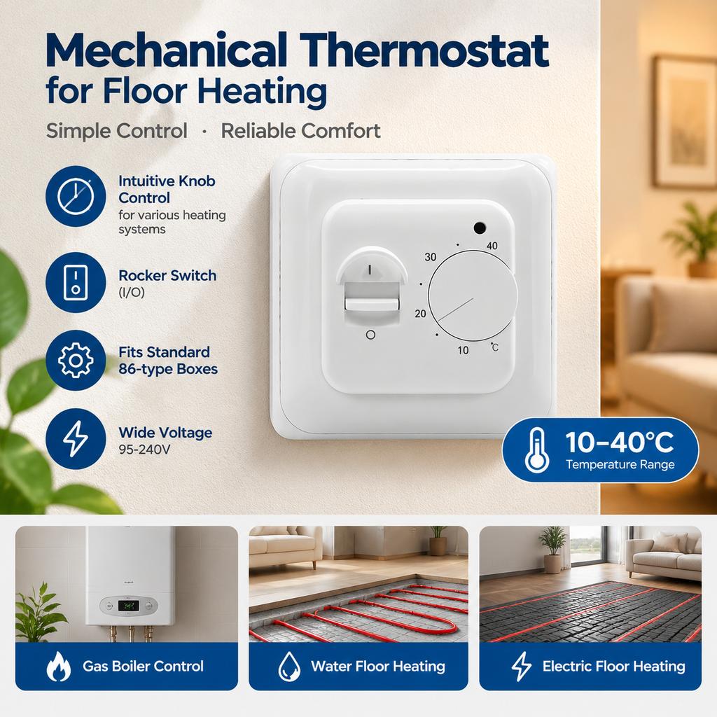 RTC70.26 White Mechanical Floor Heating Thermostat (1 Pack)