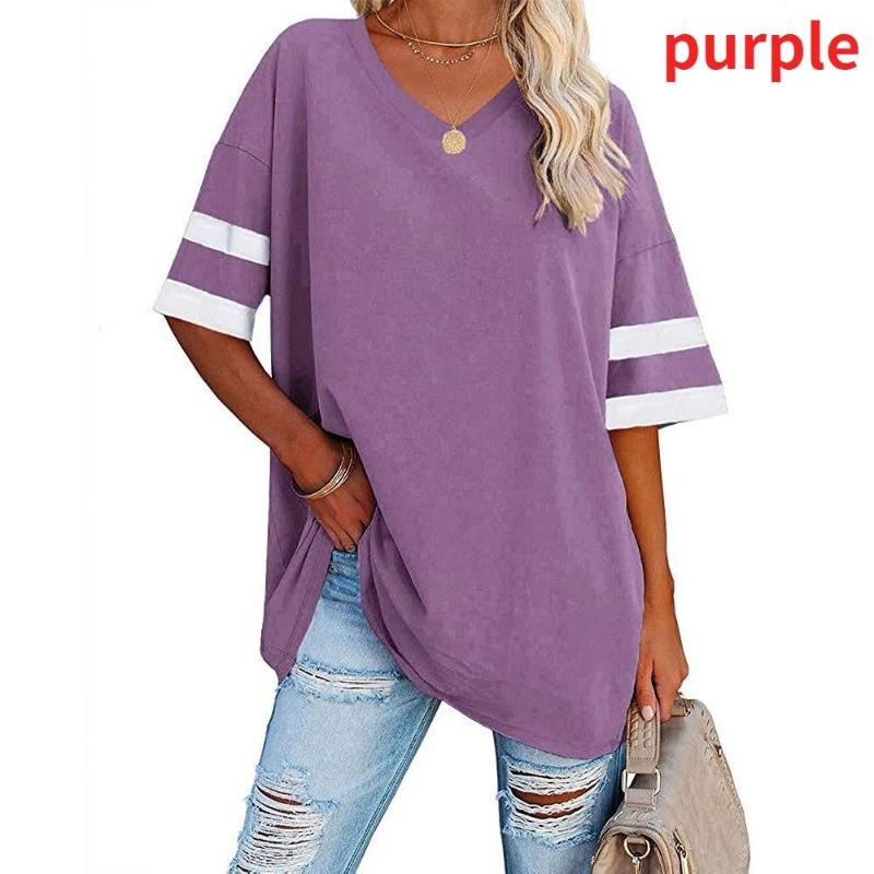 Women's Striped T-Shirt V-Neck T-Shirt Half Sleeve Comfort Top