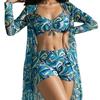 European & American Colorful Sheer Three-Piece Swimsuit Cover-Up Set with Sun Protection