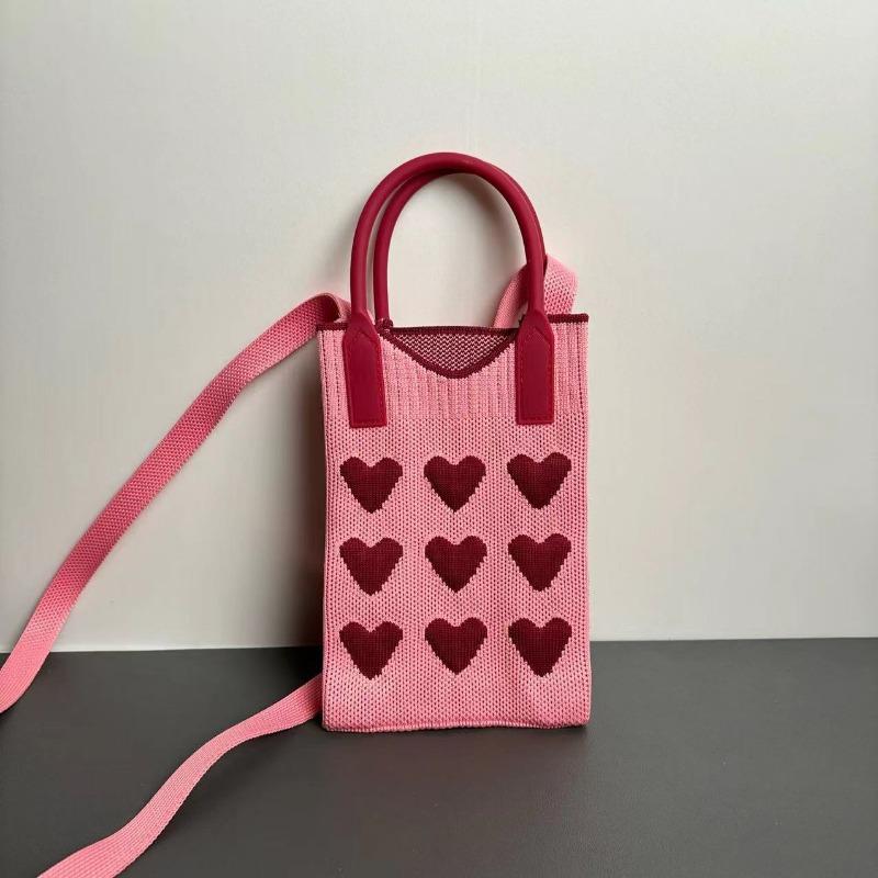 New Love Mobile Phone Bag High-end Knitted Bag Popular Cartoon Cute Portable Storage Messenger Bag
