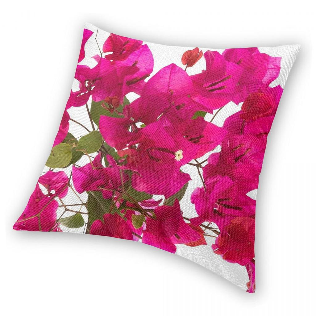 Bougainvillea Flower Square Pillowcase Polyester Linen Velvet Creative Zip Decorative Pillow Case Bed Cushion Cover