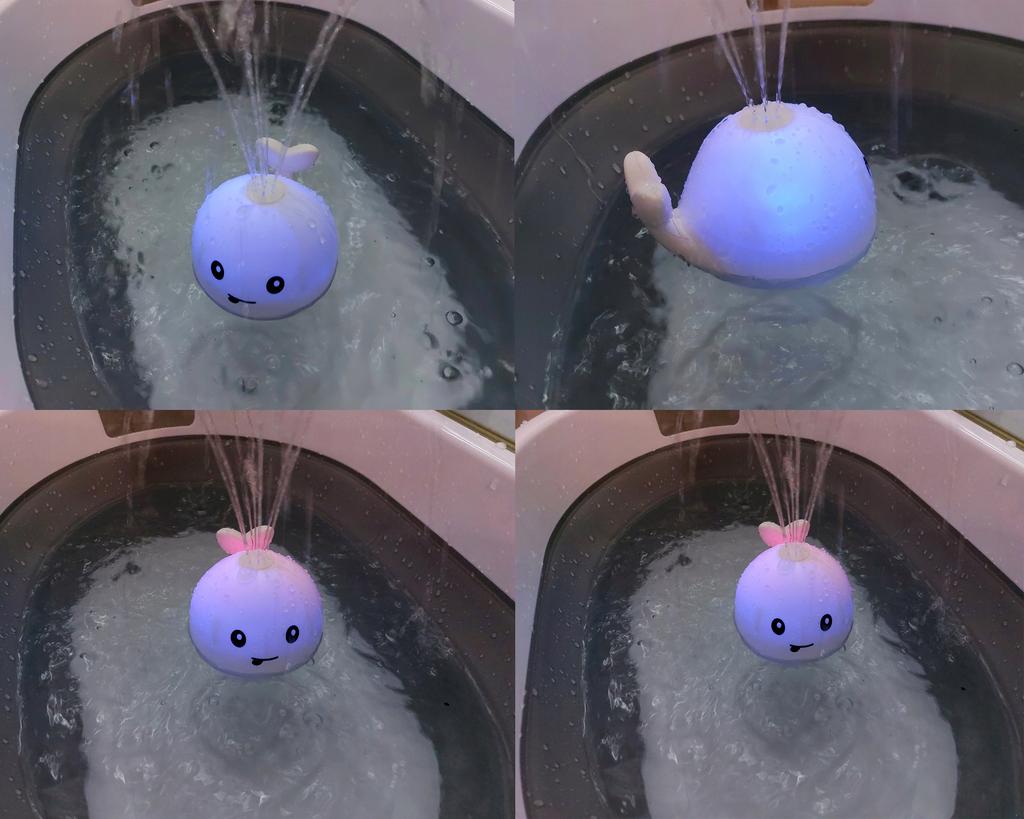 Bath Fountain Squirting Whale LED Light Up Bathtub Toy Water