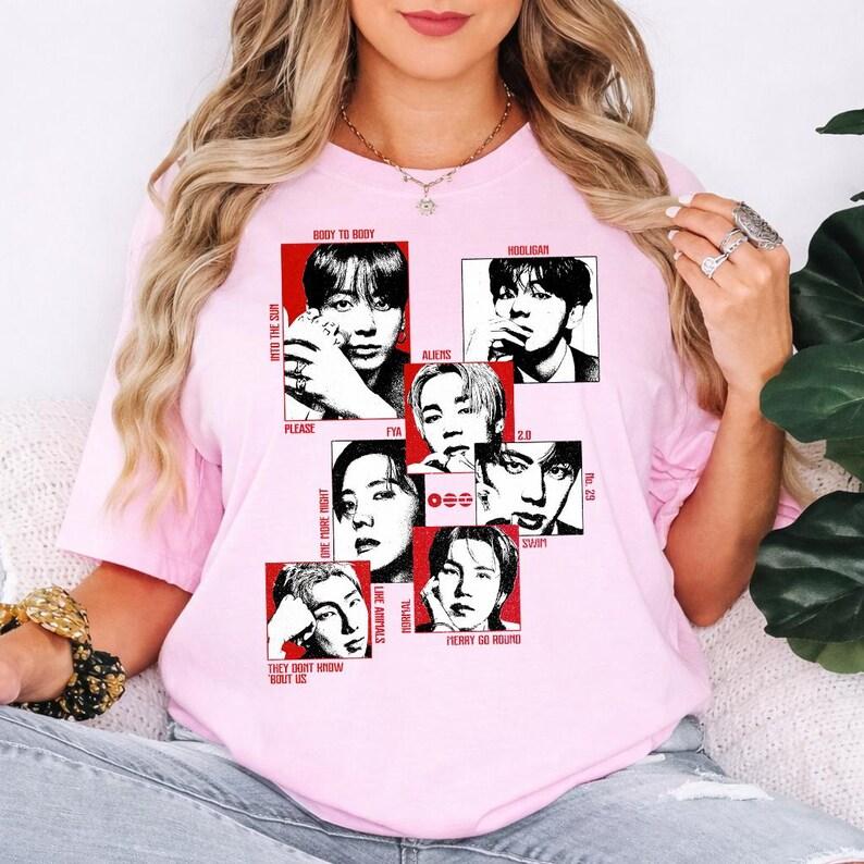 

Літня мода 2026 Трендова футболка Чоловіки Жінки Вінтажний топ Kpop BTS 2.0 Сорочка Аріранг, Тур BTS 2026 Мила футболка з груповим принтом, Мерч, натхненний фанатами XXXL