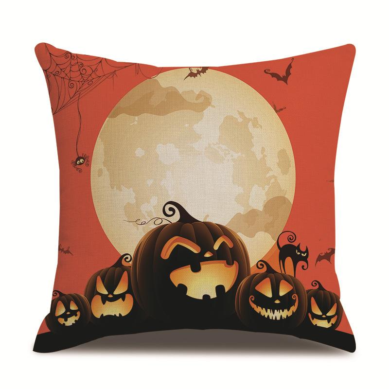 Halloween Linen Pillow Cover Printed Pillow Cover