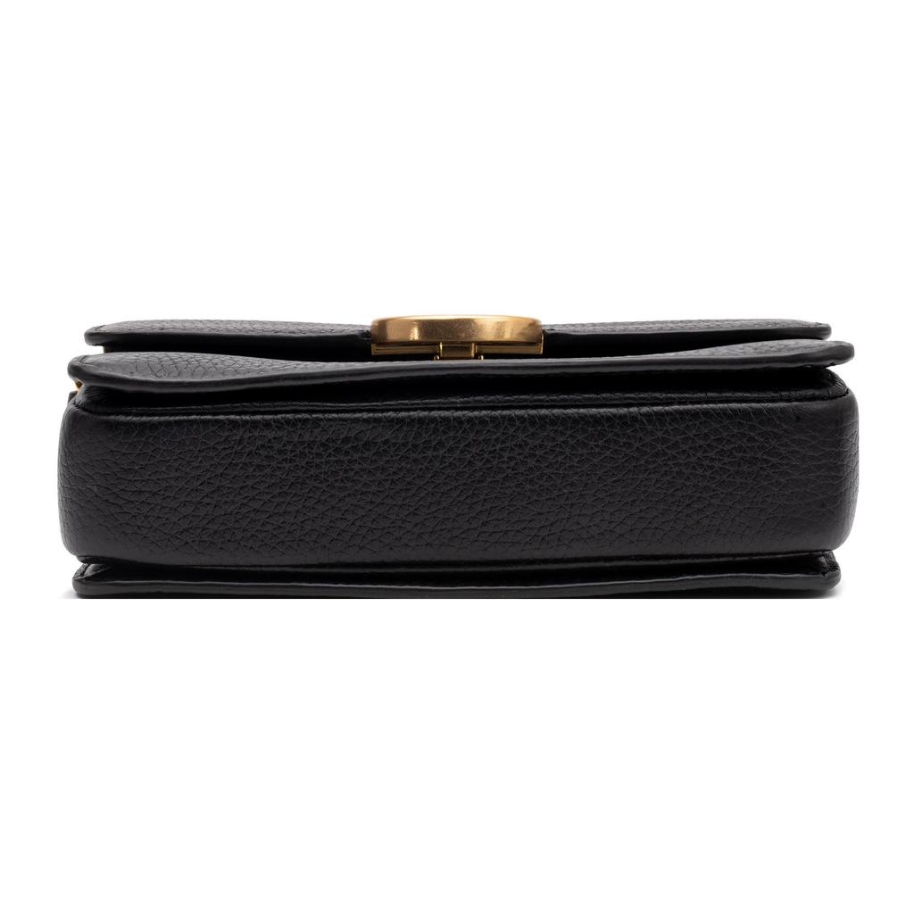 Tory Burch Olivia Flap Pebbled Leather Chain Shoulder Bag Mini Women Shoulder Bag Black 141659-001
