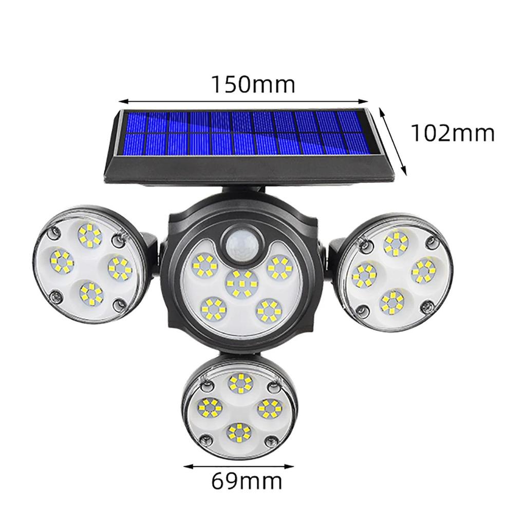 102 COB LED Solar Lights 4 Head Lamp PIR Motion Sensor Landscape Spotlights IP65 Waterproof Outdoor Lights Garden Decoration