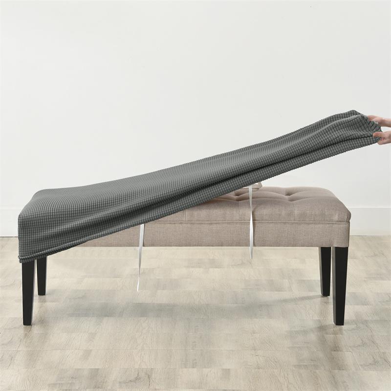 

1pc Corn Fiber Rectangle Bench Covers Solid Color All-inclusive Piano Bench Slipcover Elastic Ottoman Stool Case for Living Room