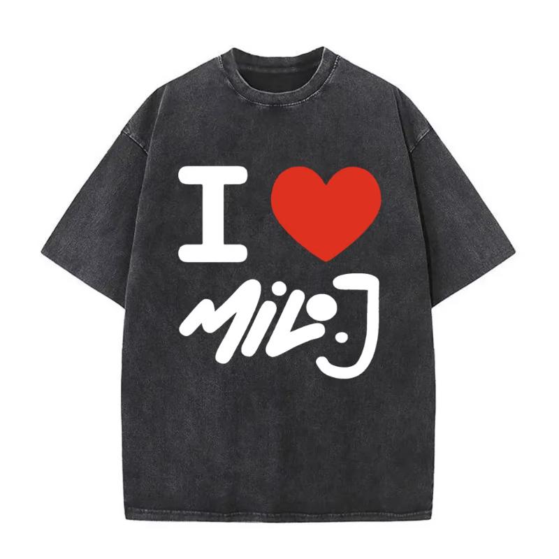 Washed Vintage Rapper Milo J Music Album Logo Merch Tshirt Unisex Women Hip Hop Fashion Oversized T Shirts Streetwear