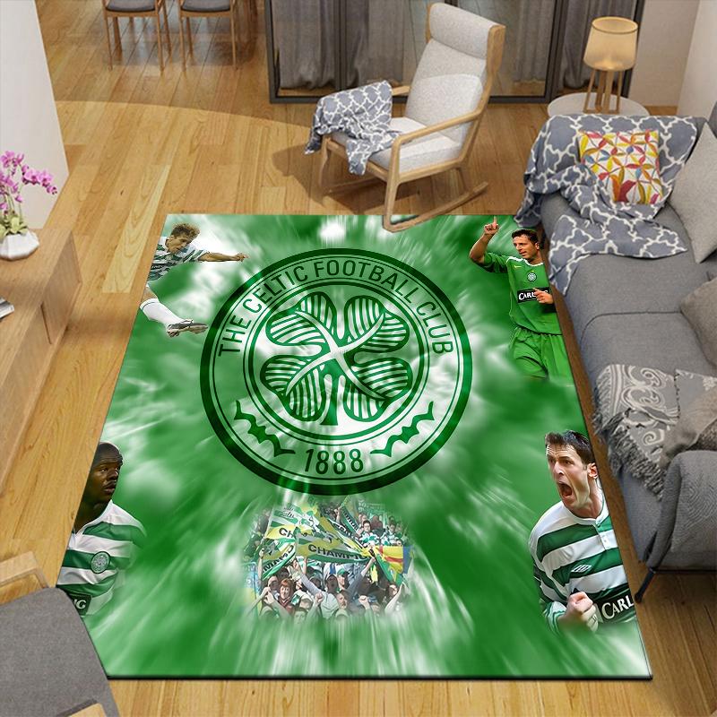 Celtic FC logo Pattern Square Carpet,Area Rug,Carpet Rug for Living Room Bedroom Sofa Playroom Decor,Non-slip Floor Mat,Holiday Birthday Gifts