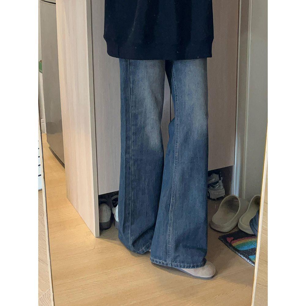 Women's American Retro High-Waisted Wide-Leg Micro-Flare Jeans - Slimming Spring & Autumn Trend