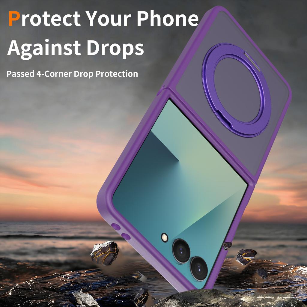 Matte 360° Spin Stand Cover for Samsung Galaxy Z Flip 7 Magnetic Mobile Phone Case with Ring Kickstand Cases Ring Holder New