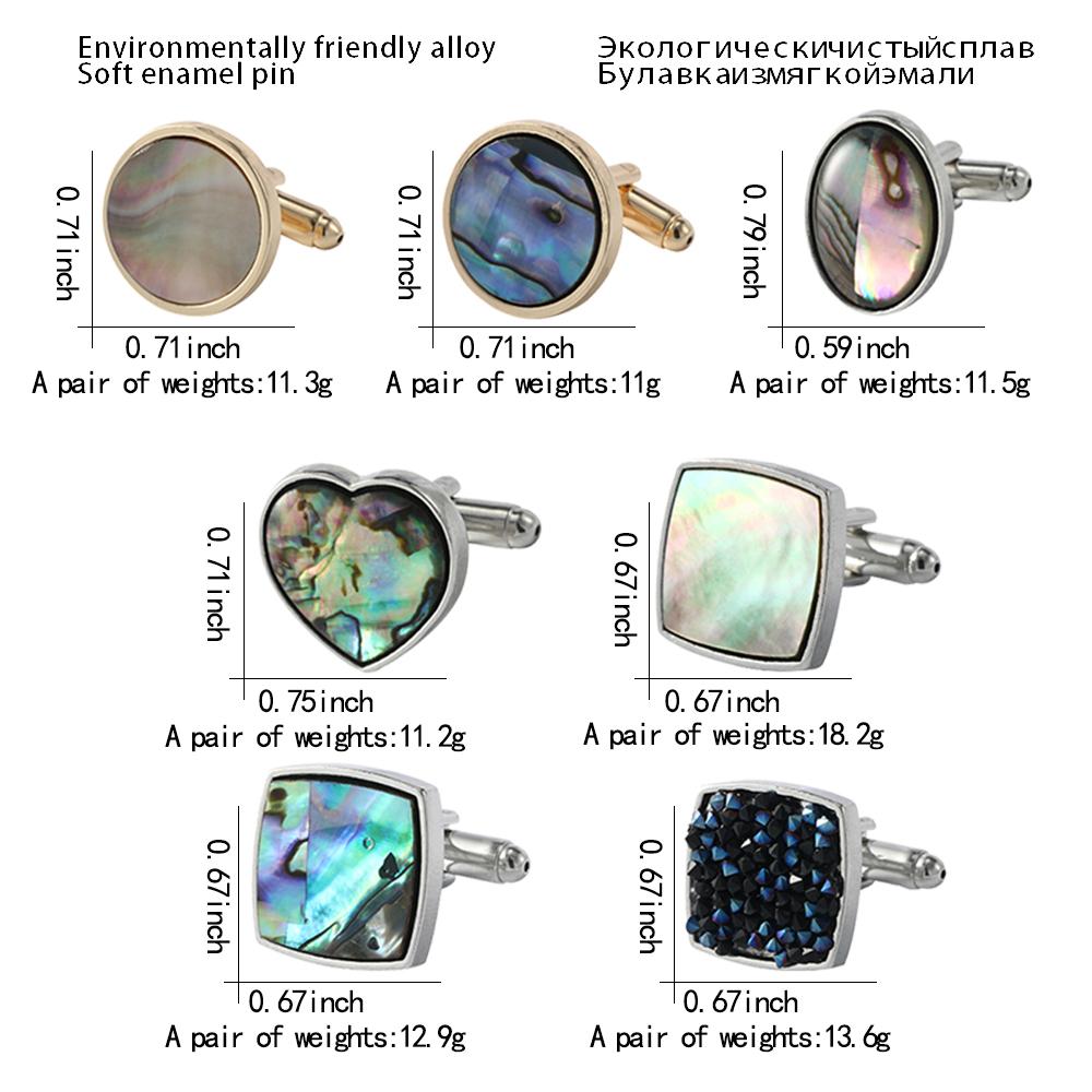 Elegant Abalone Shell Design Mens Cufflinks Funny Business Wedding Heart Oval Square Shaped Sleeve Button