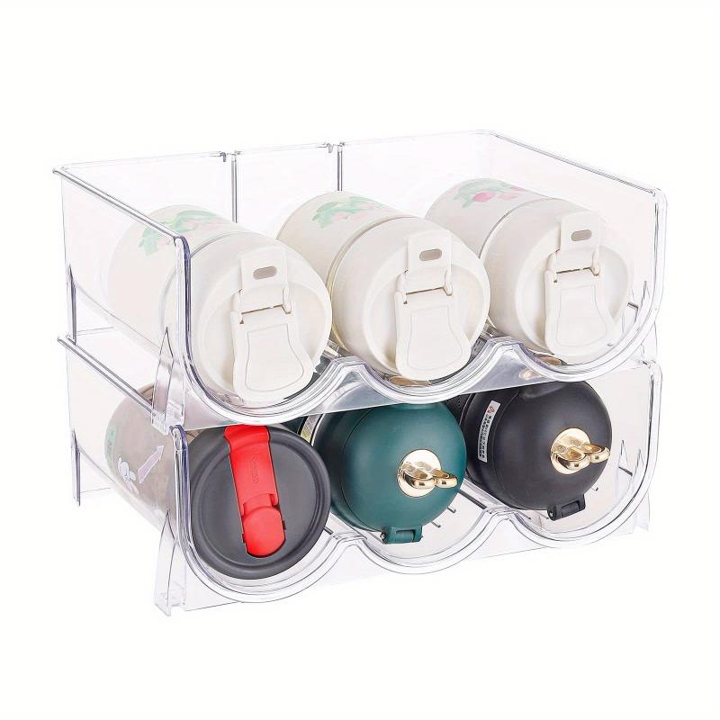 Modular Expandable Cup Storage Rack 2 To 3 Layers Transparent Organizer for Insulated Tumblers Wine Glasses Kitchen Countertop
