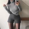 Women's Slimming Woolen High-Waist Gray Shorts - Korean Style Winter 2024 Hip-Wrapping Booty Base Layer