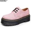 Martin laarzen kleine leren schoenen dames lage schacht, echt leer Britse ronde neus casual student muffin zool korte laarzen