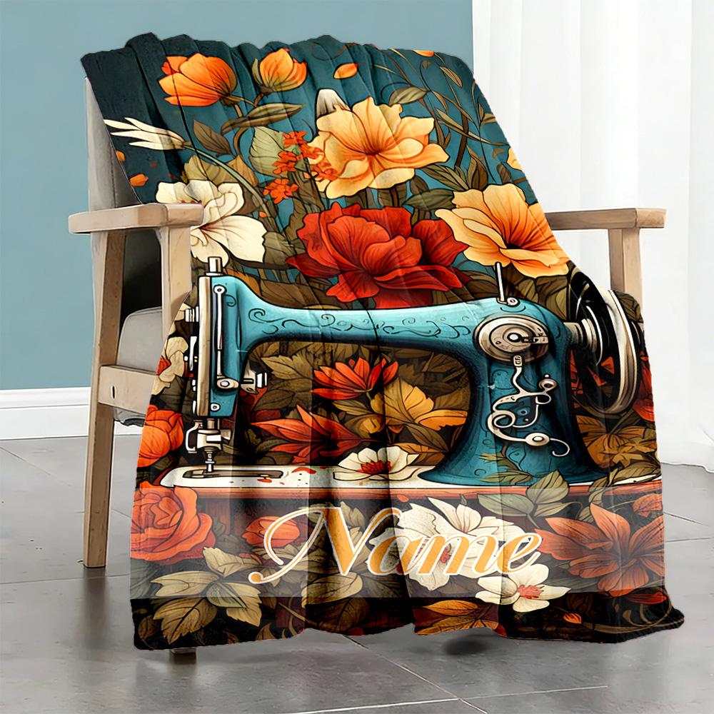 Flower Machine Customize Text Blanket Lightweight Customizable Blanket Warmthful Decor Suitable for Office Chair Livingroom Chair Sofa