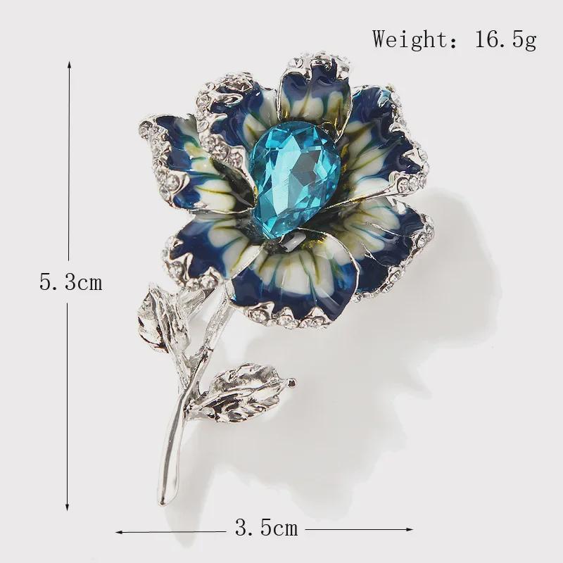 Lanhao Crystal Glass Flower Brooch: European & American Creative Design