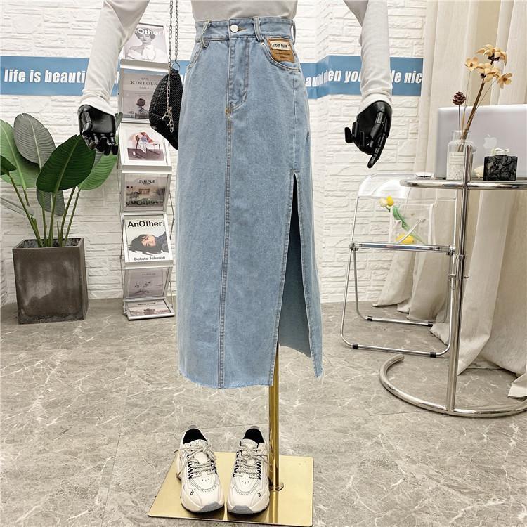 

Юбка-бюстье в ковбойском стиле с высокой талией и открытыми боками, универсальная, женская, летняя, длинная, до бедра, удобная, модная, джинсовая юбка-бюстье S светло-синий