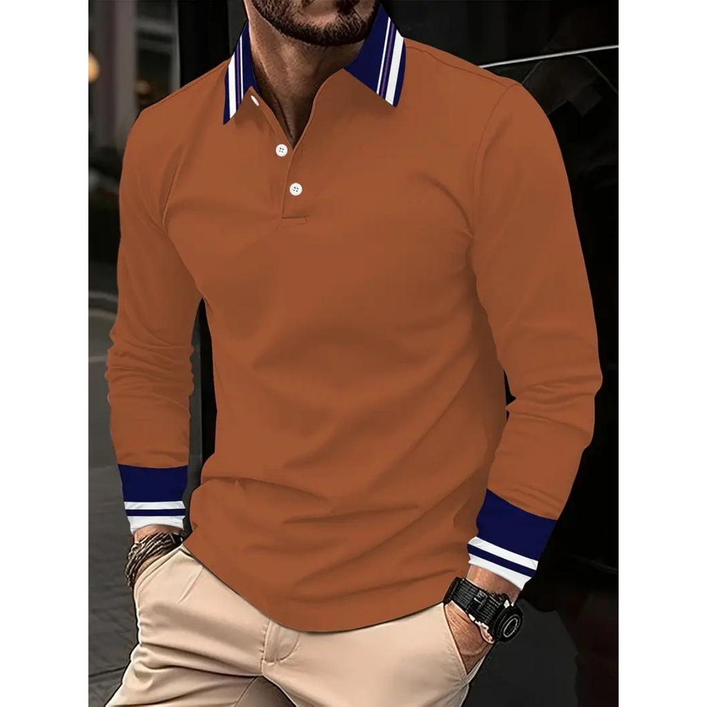 Spring and Autumn Men's Long Sleeve Business Casual Versatile Breathable Moisture Wicking Commuter Daily Top