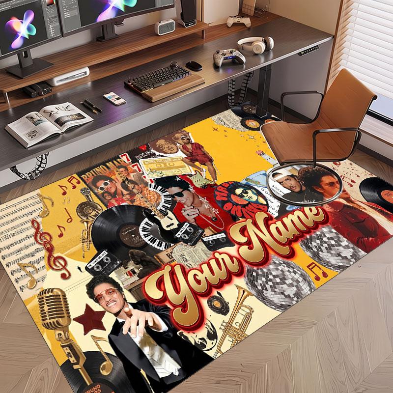 Custom Name Crystal Velvet Rug,Bruno Mars Comfortable Anti Slip Floor Mat For Room Decoration