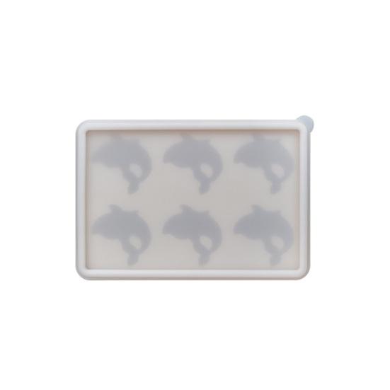 Silicone Ice Tray with Lid Dolphin-Shaped Ice Mold 6-Cavity BPA-Free Easy Release Ice Cube Maker for Cocktails