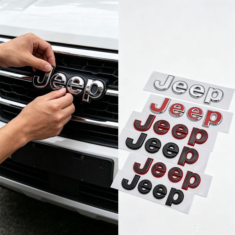 Hlpg5 14.3x4cm 3D Metal Car Side Body Badge Trunk Hood Sticker Emblem for Jeep Logo Patriot Rubicon Wrangler Grand Cherokee Compass Re