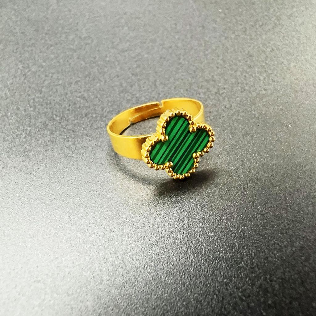 Double Sided Titanium Steel Clover Bracelet Necklace Ring Earrings Women's Non Fading Set Jewelry