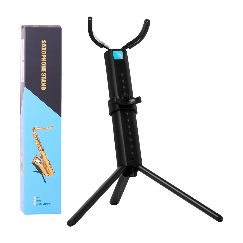 Portable Foldable Saxophone Stand Adjustable Height Lightweight Stable Support for Alto Tenor Baritone Saxophones with Non-Slip Rubber Feet