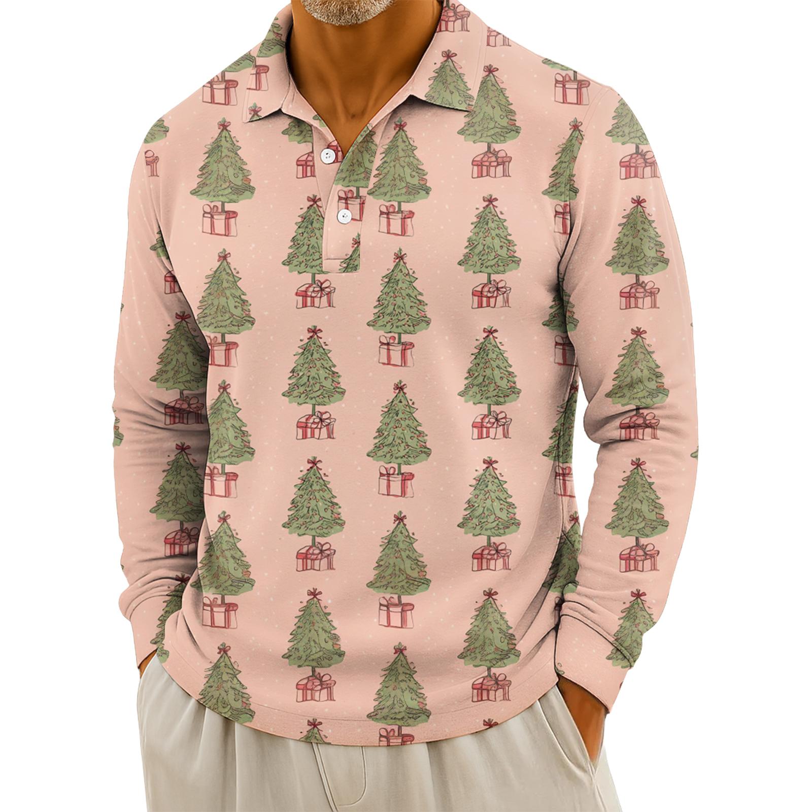 

Мужская повседневная рубашка с длинным рукавом на пуговицах с рождественским принтом XXXL