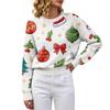 Women's Christmas Print Crewneck Long Sleeve Sweater for Fall Winter Casual Wear