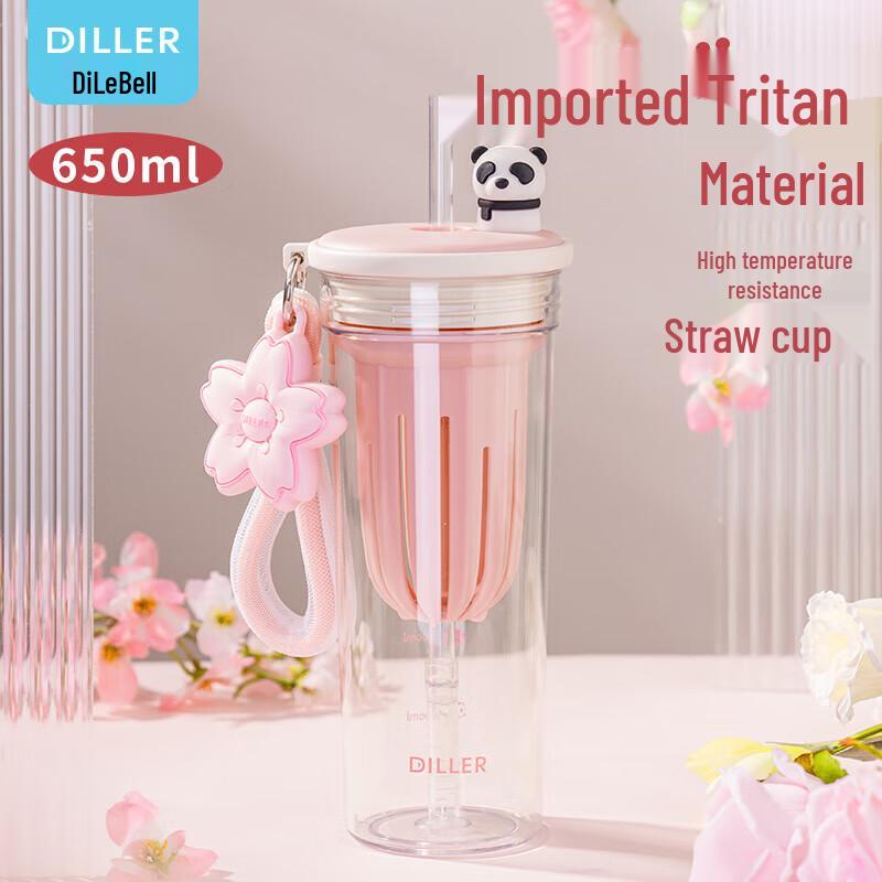 Бутылка для воды с ситечком для чая и соломинкой Dileber Tritan