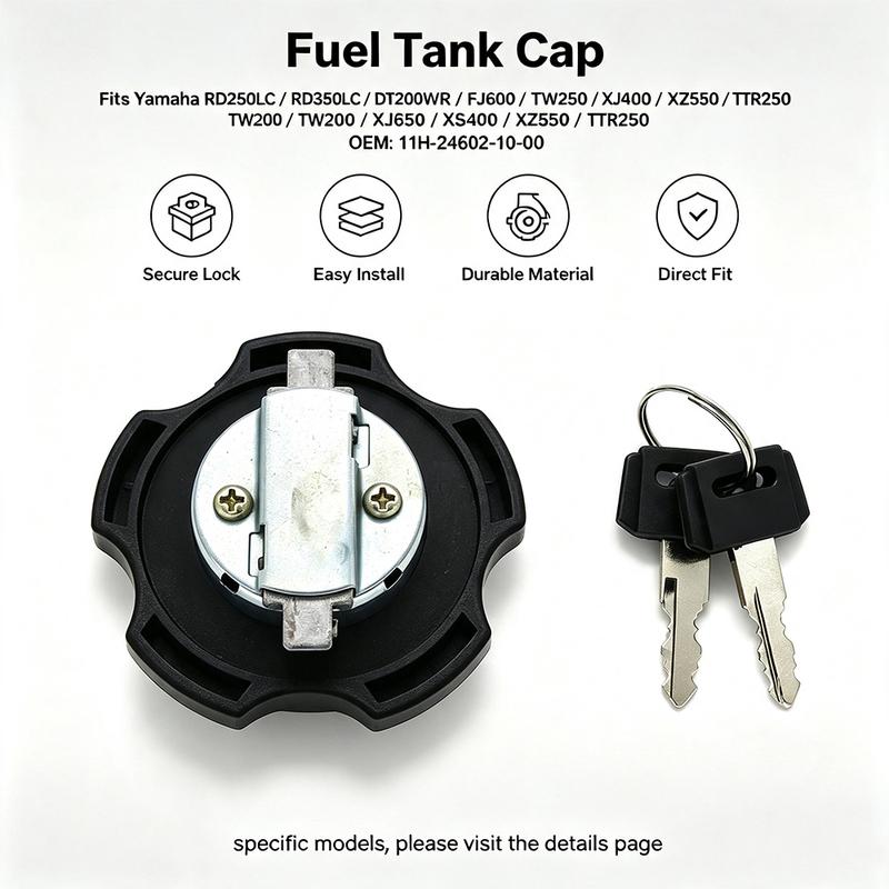 Motorcycle Oil Fuel Tank Gas Cap Lock Cover For Yamaha RD250LC RD350LC RZ350 RD350 YPVS FJ600 TW200 TW125 OEM: 11H-24602-10-00