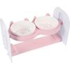 Ceramic Cat Food Bowl Double Bowls Protect Neck Health Pink 1Set