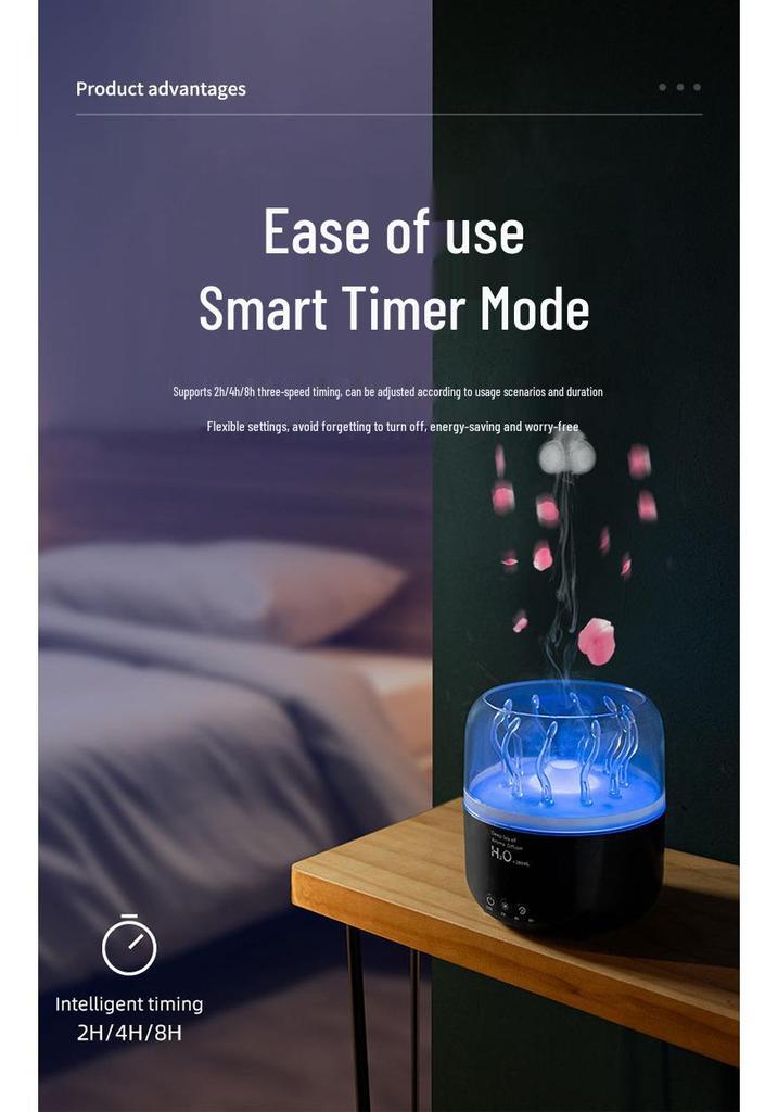 Wood Grain Jellyfish Ultrasonic Aroma Diffuser and Night Light
