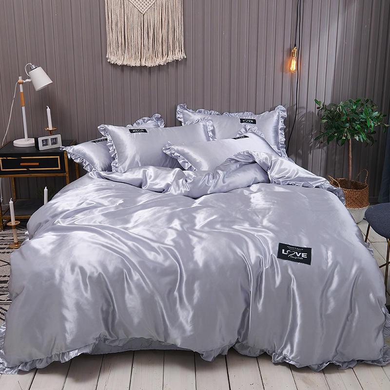 Luxury Royal 4pcs Satin Silk Duvet Cover Bedding Set Twin Full Queen Size King