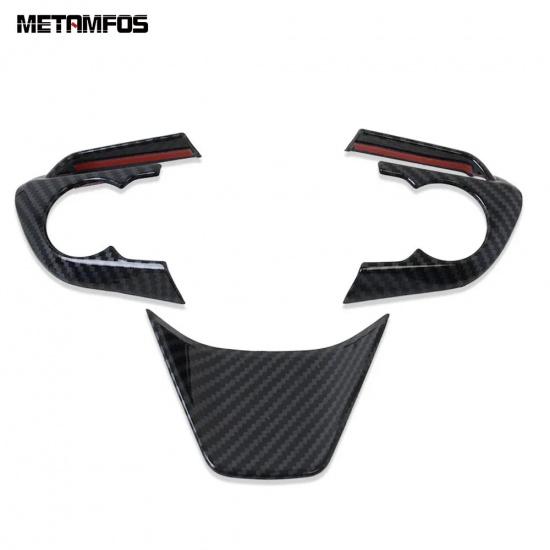 Car Accessories For Toyota Avalon 2018      Carbon Fiber Interior Steering Wheel Cover Molding Trim Frame