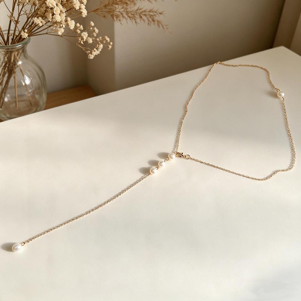 Elegant Water Drop Pearl Backless Necklace and Evening Gown Chain for Women