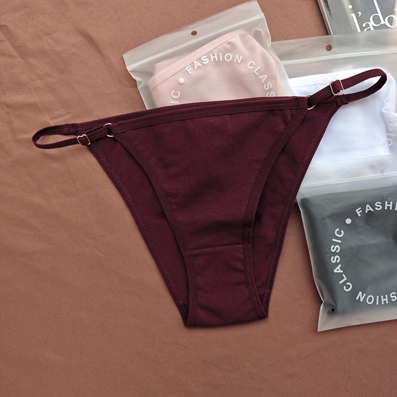 

Стринги из хлопка с тонкими бретельками, сексуальные, с низкой посадкой для женщин - европейский и американский стиль с полузакрытыми ягодицами M