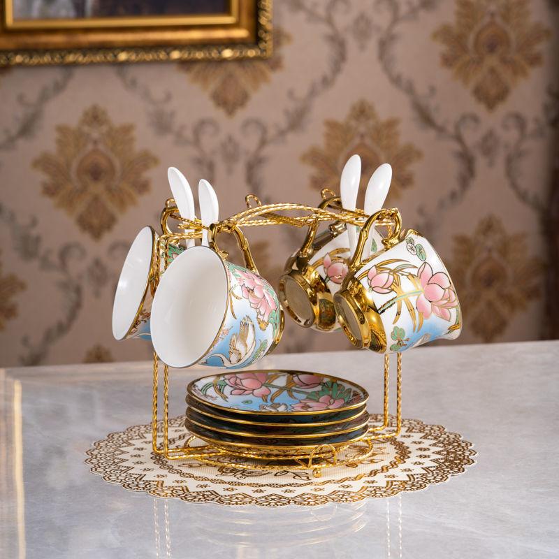 Ceramic Coffee Set With Phnom Penh Coffee Cup Light Luxury Afternoon Teacup Household High-Value Flower Teacup