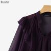 ZANZEA Women Casual V-Neck Long Sleeve Loose See-Through Cover Up Blouse