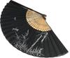 Folding Fabric Ink Painting Large Dragonfly and Bamboo Forest Japanese Large [Hanakanzashi] Men's Fan, Covered, Style, Size, Pattern, Black, Pattern,