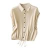Camicia Casual da Donna a Bottoni Manica Corta Orlo con Coulisse Vestibilità Rilassata Top Leggero per l'Uso Quotidiano