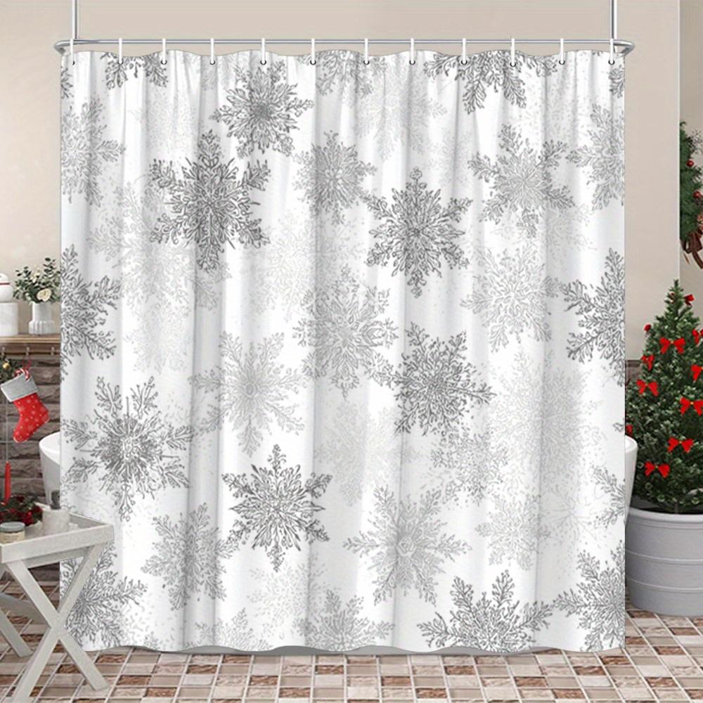 

1Pc Snowflake Pattern Christmas Shower Curtain, Polyester Fabric, Machine Washable, Suitable For Bathroom Decoration W60H190(CM)-1 Pcs