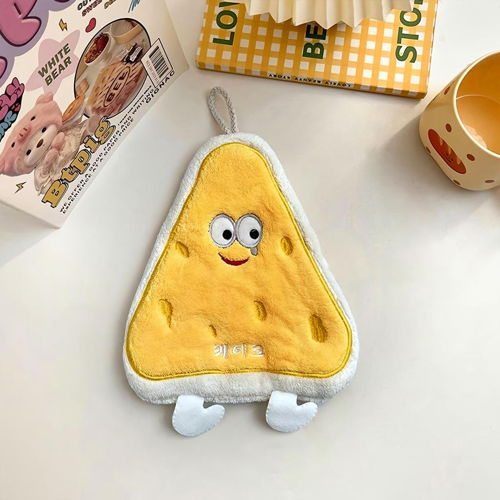 A Cute Cartoon-Pattern Fingertip Towel, Hand Towel with A Hanging Loop, Quick-Drying Coral Fleece Dishcloth, Absorbent Soft Towel for The Bathroom