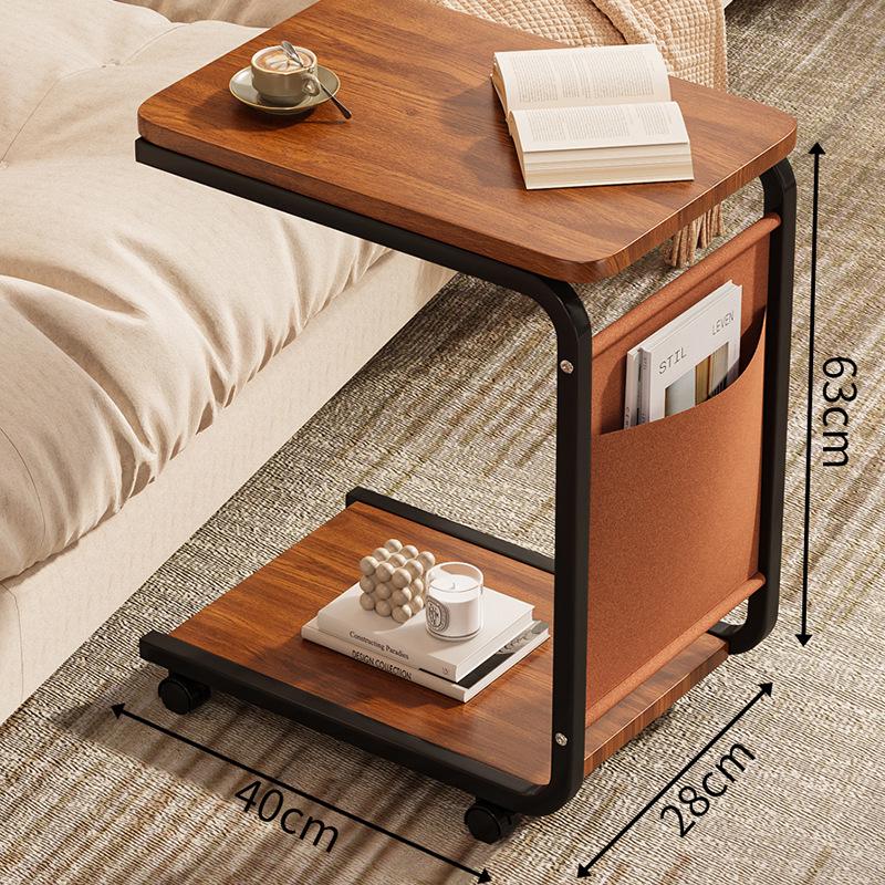 Mobile Side Table: Luxurious Compact Sofa Cart, Modern Living Room Coffee Table, Mini Bedside Storage Rack