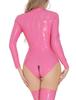 Full Body Zentai Leotard for Women Leather Bodysuit Shiny Costume Halloween Club Party Catsuit Cosplay Adult XL [Maeau] #Pink