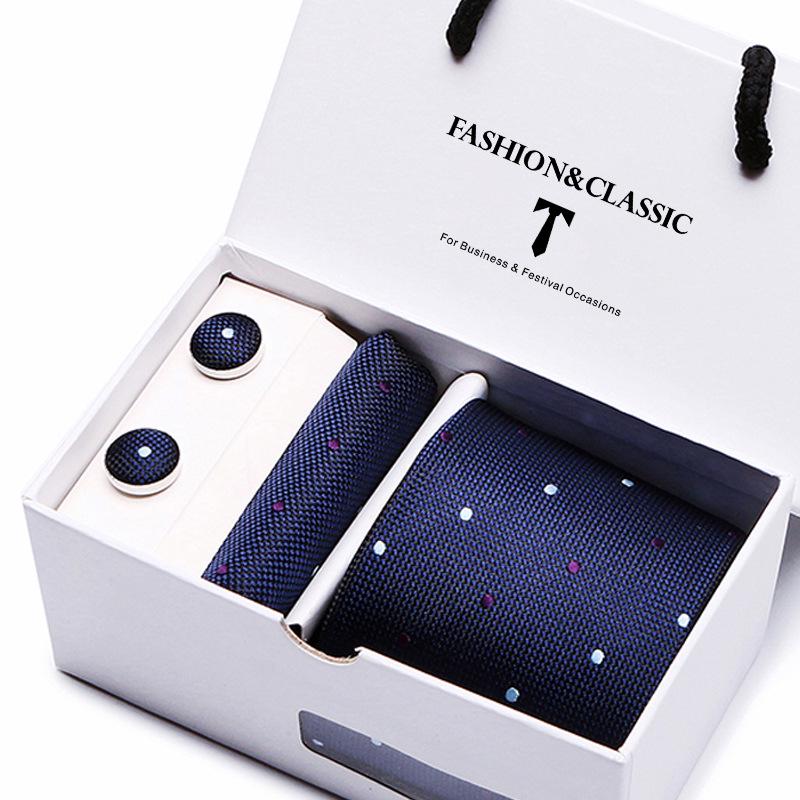 Men's Tie Gift Set: Striped & Polka Dot Tie, Pocket Square, Cufflinks