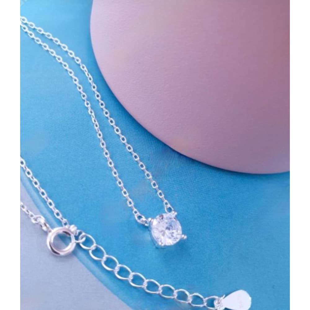 [Pretty] 92.5 Silver Simple Cubic Necklace (13184606)